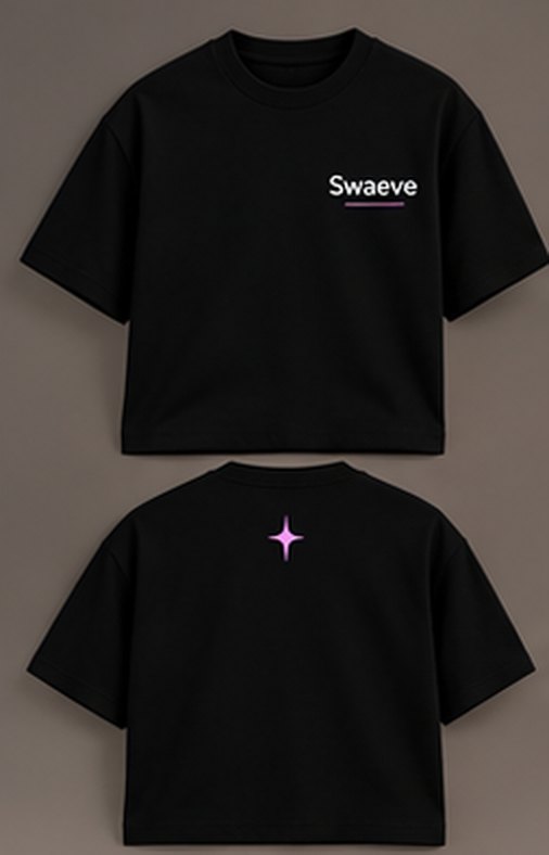 Swaeve plain tee in black, front and back