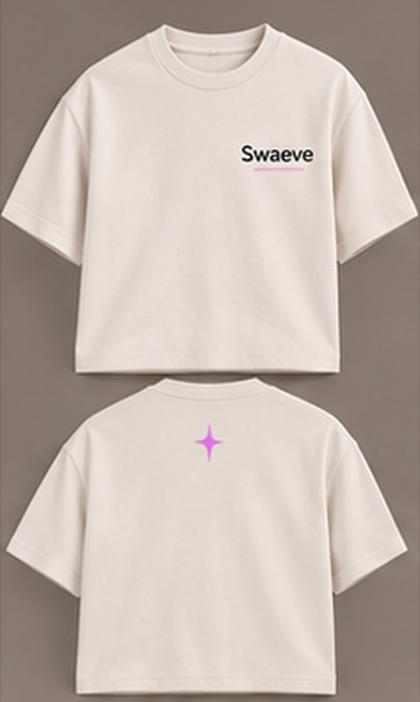 Swaeve plain tee in cream, front and back