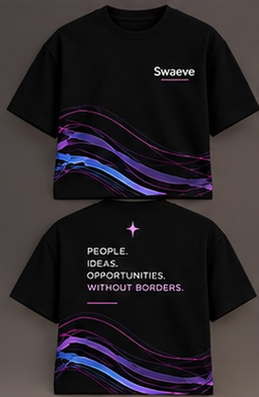Swaeve wavey tee in black, front and back