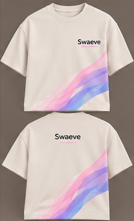 Swaeve wavey tee in cream, front and back